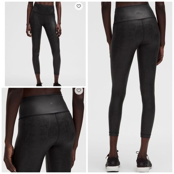 Lululemon Wunder Train High-Rise Tight 25" Matte Foil Shine Black NWT Size 10 - Picture 2 of 7
